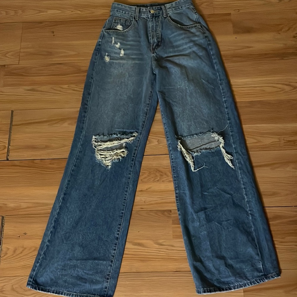 Blue Baggy Ripped Jeans. Have never been worn.